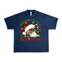 Navy When You're Dead Inside But It's Christmas Hippie Skeleton Santa Urban Heavy Tee - Artiststas