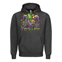 Charcoal Heather mardi gras Zipper Hoodie - MaliasSmallBusiness
