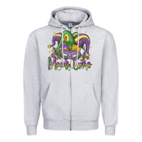 Heather Grey mardi gras Zipper Hoodie - MaliasSmallBusiness