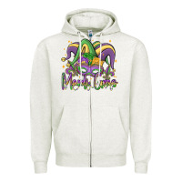 Oatmeal Heather mardi gras Zipper Hoodie - MaliasSmallBusiness