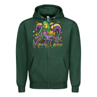 Sports Green mardi gras Zipper Hoodie - MaliasSmallBusiness