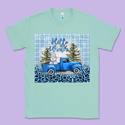 Hello Winter Snowman Truck Classic Tee Designed By Adodesignshop