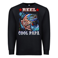 Black reel cool papa american flag bass fishing Premium Sweatshirt - LillyAllenDesigns