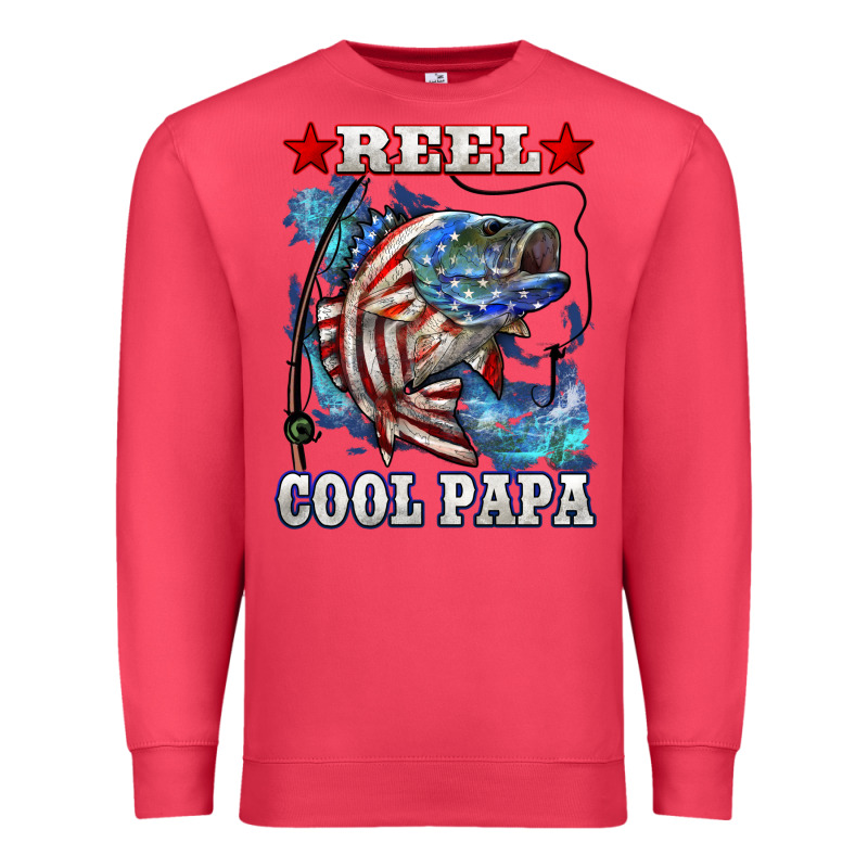 Reel Cool Papa American Flag Bass Fishing Premium Sweatshirt by LillyAllenDesigns | Teevron