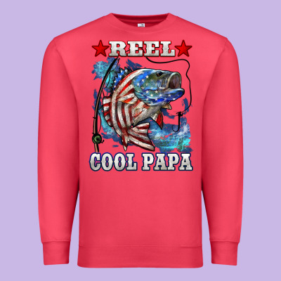 Reel Cool Papa American Flag Bass Fishing Premium Sweatshirt Designed By Lillyallendesigns