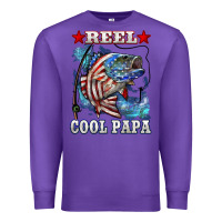 Purple reel cool papa american flag bass fishing Premium Sweatshirt - LillyAllenDesigns