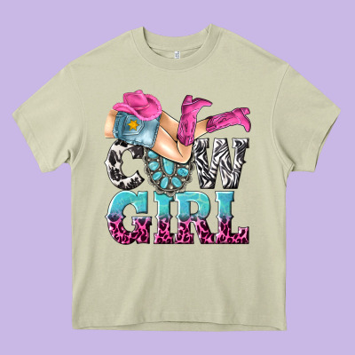 Cow Girl Heavy Core Tee Designed By Texasbilliewilder