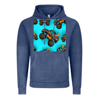 Vintage Denim monster truck pre teen seamless pattern Vintage Hoodie - HRA Design Shop