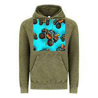 Vintage Olive monster truck pre teen seamless pattern Vintage Hoodie - HRA Design Shop