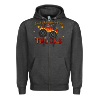 Charcoal Heather easily distracted by trucks Zipper Hoodie - MaliasSmallBusiness