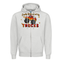 Dove Grey easily distracted by trucks Zipper Hoodie - MaliasSmallBusiness
