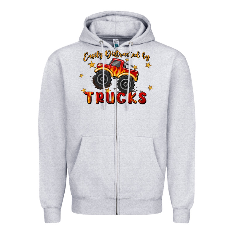 Easily Distracted By Trucks Zipper Hoodie by MaliasSmallBusiness | Teevron