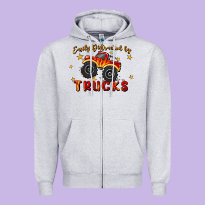 Easily Distracted By Trucks Zipper Hoodie Designed By Maliassmallbusiness