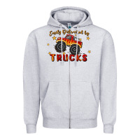 Heather Grey easily distracted by trucks Zipper Hoodie - MaliasSmallBusiness