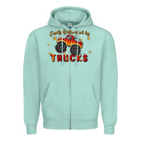 Seafoam easily distracted by trucks Zipper Hoodie - MaliasSmallBusiness