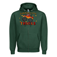 Sports Green easily distracted by trucks Zipper Hoodie - MaliasSmallBusiness
