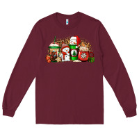 Burgundy Christmas snow coffee cups Long Sleeve Tee - Jasminsmagicworld