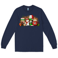 Navy Christmas snow coffee cups Long Sleeve Tee - Jasminsmagicworld