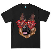 Black German shepherd with love glasses Premium Tee - RanaPortraitStore