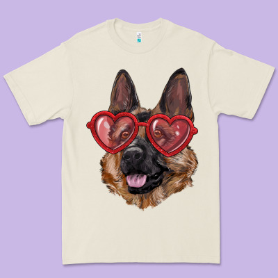 Premium Tee German shepherd with love glasses