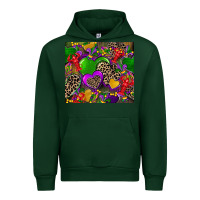 Forest Green mardi gras hearts Urban Hoodie - CowGirlArtShop