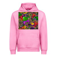 Fuchsia Pink mardi gras hearts Urban Hoodie - CowGirlArtShop