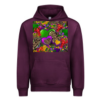 Mauve Wine mardi gras hearts Urban Hoodie - CowGirlArtShop