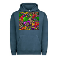 Pigment Midnight Navy mardi gras hearts Urban Hoodie - CowGirlArtShop