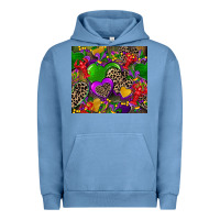 Pigment Pebble Blue mardi gras hearts Urban Hoodie - CowGirlArtShop