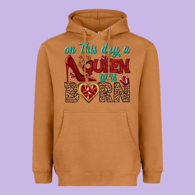 On This Day A Queen Was Born Heavyweight Hoodie Designed By Bundleandbundleshop