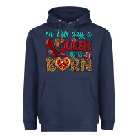 Navy on this day a queen was born Heavyweight Hoodie - BundleAndBundleShop