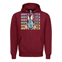 Burgundy happy easter Zipper Hoodie - MaliasSmallBusiness