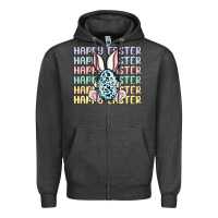 Charcoal Heather happy easter Zipper Hoodie - MaliasSmallBusiness