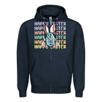 Navy happy easter Zipper Hoodie - MaliasSmallBusiness