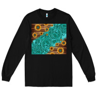Black Tooled Leather And Sunflowers Long Sleeve Tee - Jasminsmagicworld
