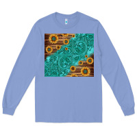 Colony Blue Tooled Leather And Sunflowers Long Sleeve Tee - Jasminsmagicworld