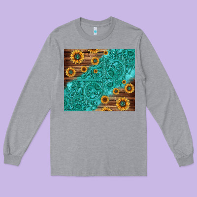 Tooled Leather And Sunflowers Long Sleeve Tee Designed By Jasminsmagicworld