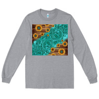 Heather Grey Tooled Leather And Sunflowers Long Sleeve Tee - Jasminsmagicworld