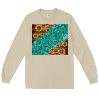 Mushroom Tooled Leather And Sunflowers Long Sleeve Tee - Jasminsmagicworld