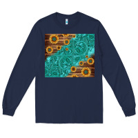 Navy Tooled Leather And Sunflowers Long Sleeve Tee - Jasminsmagicworld
