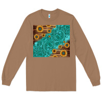 Toasted Coconut Tooled Leather And Sunflowers Long Sleeve Tee - Jasminsmagicworld