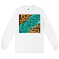 White Tooled Leather And Sunflowers Long Sleeve Tee - Jasminsmagicworld