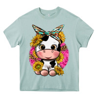 Arona cut cow with sunflower and leopard  pink Heavy Core Tee - texasbilliewilder