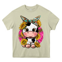 Mossy cut cow with sunflower and leopard  pink Heavy Core Tee - texasbilliewilder