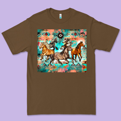 Western Running Horses Premium Tee Designed By Zillion Design Studio