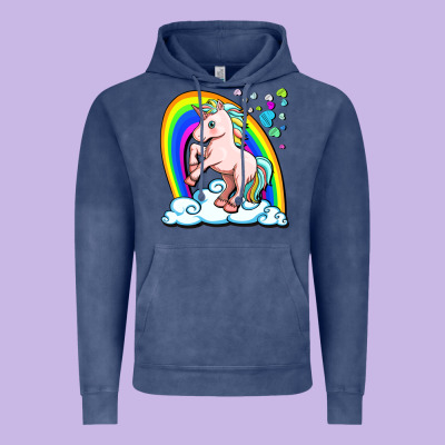 Cute Unicorn With Rainbow Vintage Hoodie Designed By Fadigitalartstudio