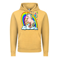 Vintage Mustard cute unicorn with rainbow Vintage Hoodie - FaDigitalArtStudio