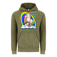 Vintage Olive cute unicorn with rainbow Vintage Hoodie - FaDigitalArtStudio