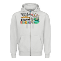 Dove Grey there is no such thing as too many books Zipper Hoodie - MaliasSmallBusiness