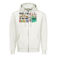 Oatmeal Heather there is no such thing as too many books Zipper Hoodie - MaliasSmallBusiness